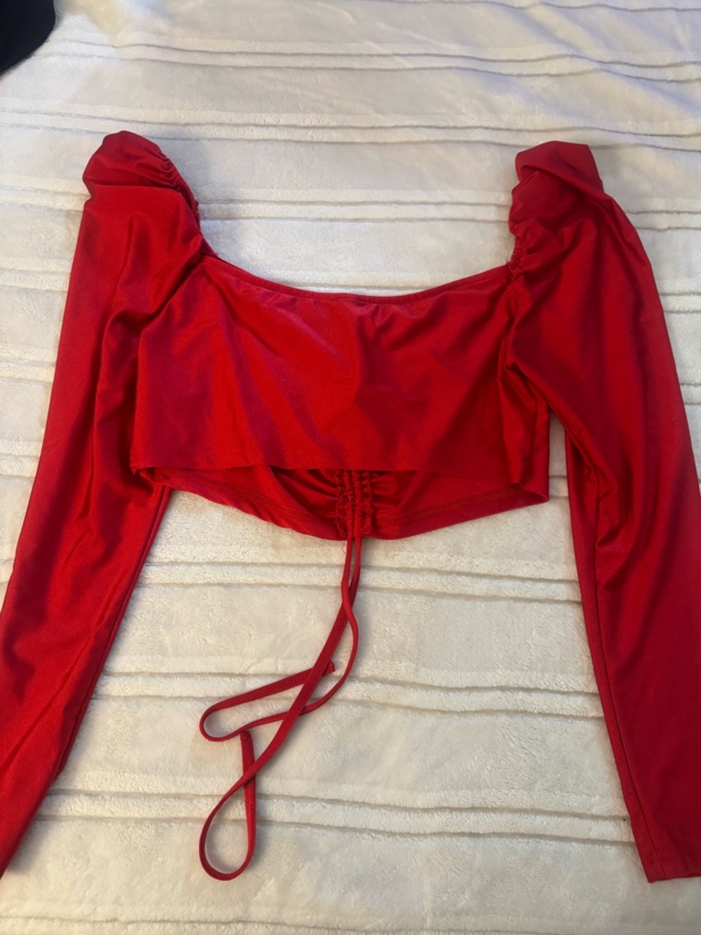 SHEIN Red Off-Shoulder Long Sleeve Crop Top SIZE 1x - Picture 4 of 4